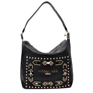 NICOLE LEE REEEE STUDDED EMBELLISHED HOBO BAG
